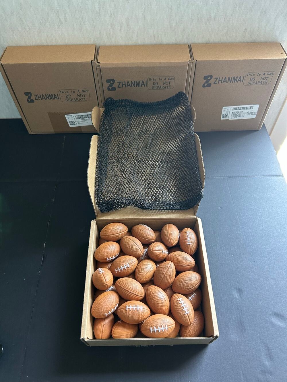 Zhanmai Bulk Lot 4 Boxes Mini Foam Football Stress Balls 160 total Party Favors
